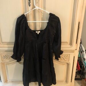 Entro Black Ruffled Puff Sleeve Dress